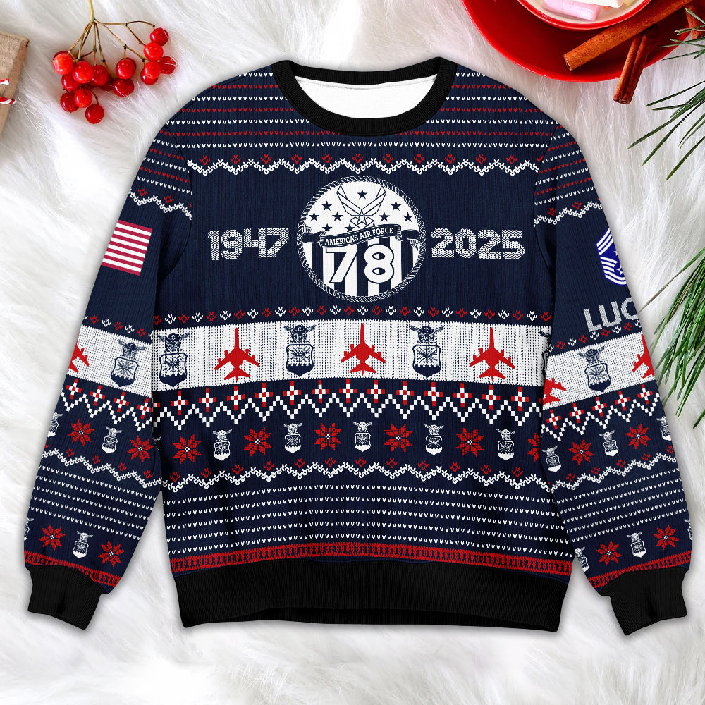 U.S. Air Force Ugly Christmas Sweater – Fly Fight Win Veteran Gift