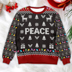 PEACE Christmas Sweater – Holiday Reindeer & Lights Design