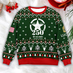 U.S. Army 250th Anniversary Ugly Christmas Sweater - Patriotic Military Veteran Holiday Gift