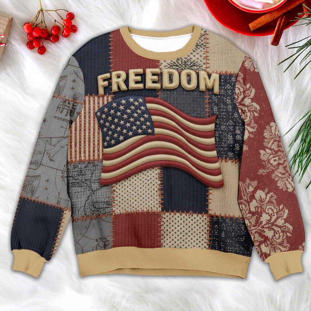 Freedom USA Flag Ugly Sweater - Christmas Gifts For Patriots