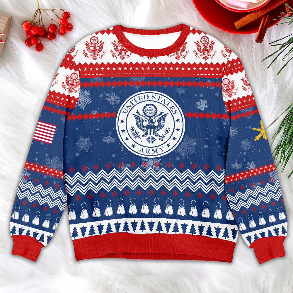 Custom Army Veteran Christmas Sweater – Military Service Ugly Sweater