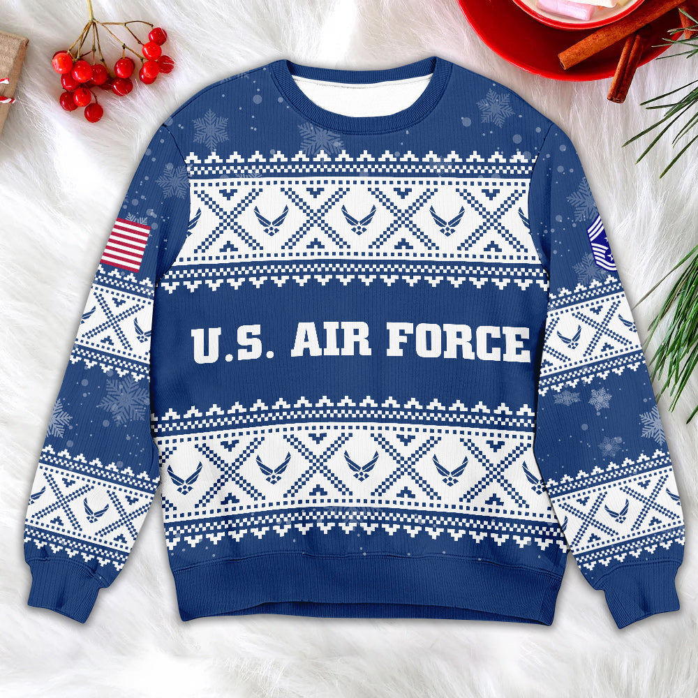 Custom USAF Christmas Sweater – Military Veteran Holiday Sweater