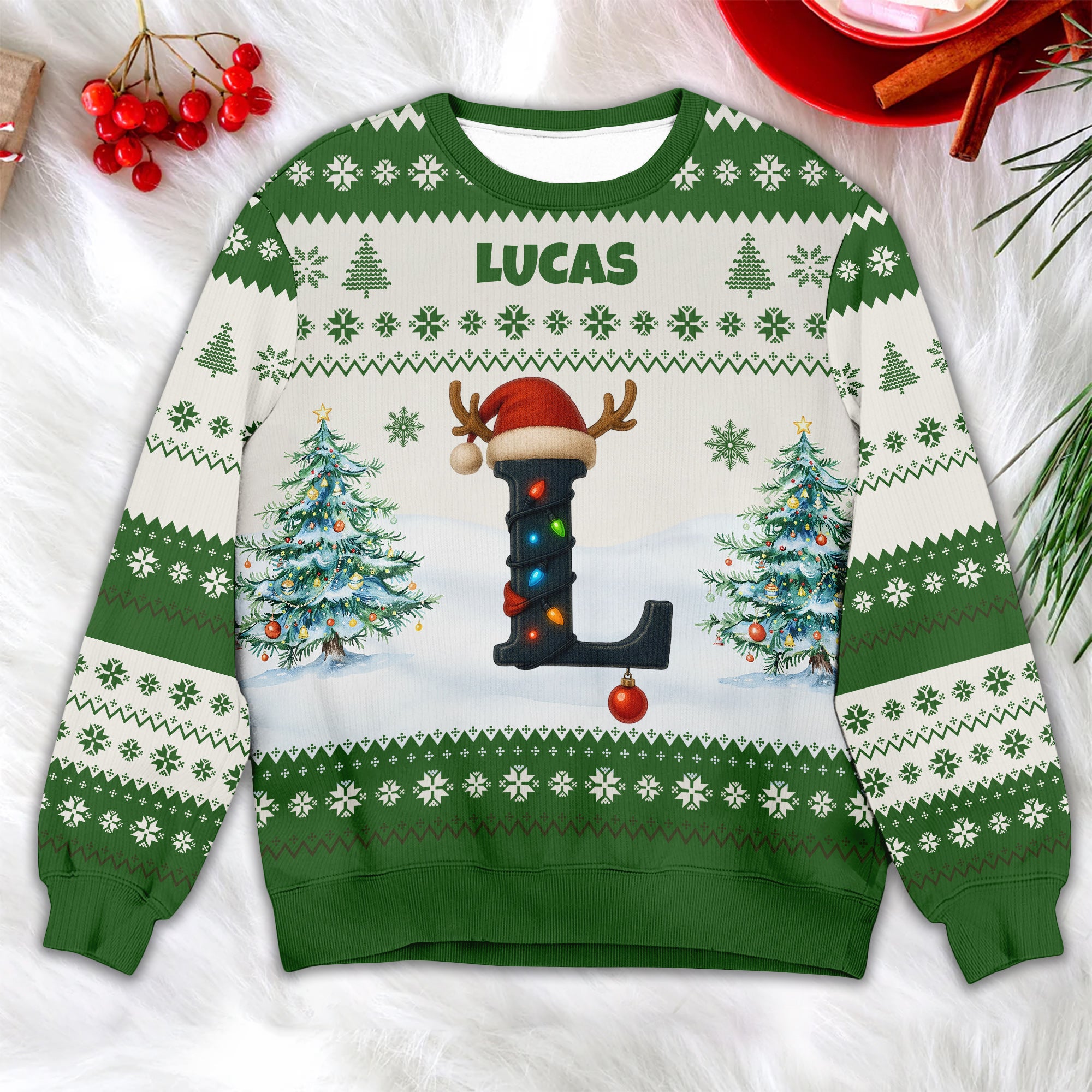 Custom Name Christmas Sweater – Matching Holiday Outfit for Kids & Adults