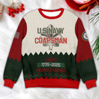 US Navy Corpsman Ugly Christmas Sweater – Personalized Military Veteran Proudly Served Gift