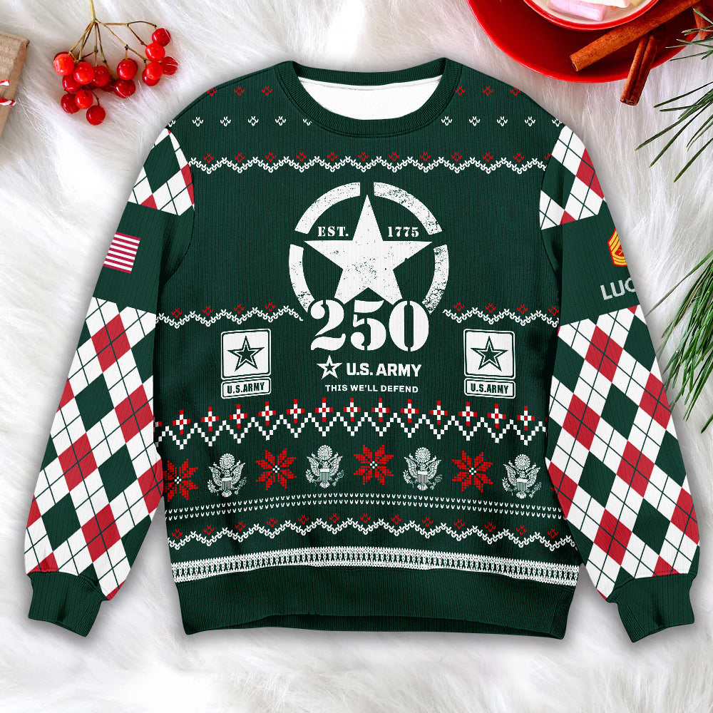 Patriotic U.S. Army Christmas Ugly Sweater - Veteran Appreciation Holiday Outfit
