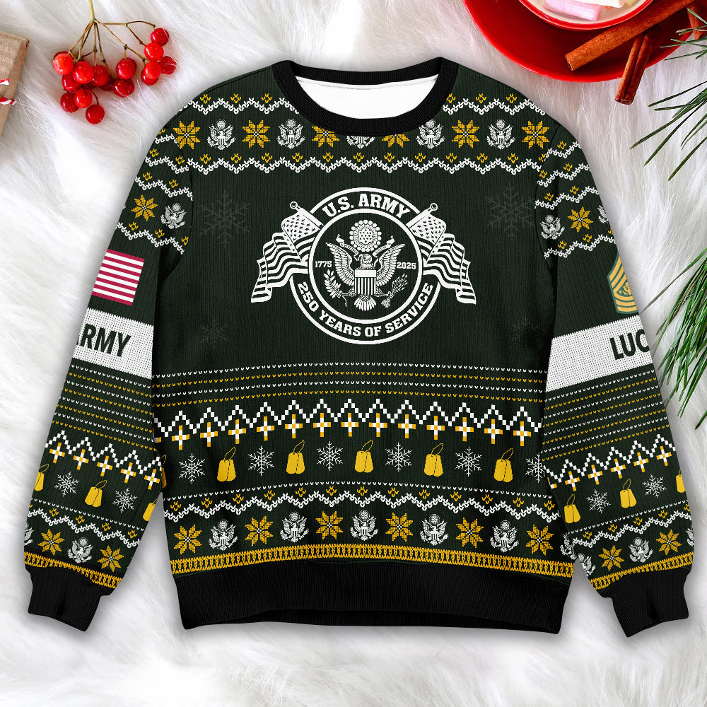 U.S. Army Star Logo Ugly Christmas Sweater - Military Pride Holiday Sweatshirt