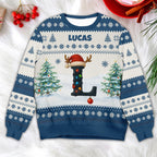 Family Matching Holiday Sweatshirt – Personalized Name & Letter Design