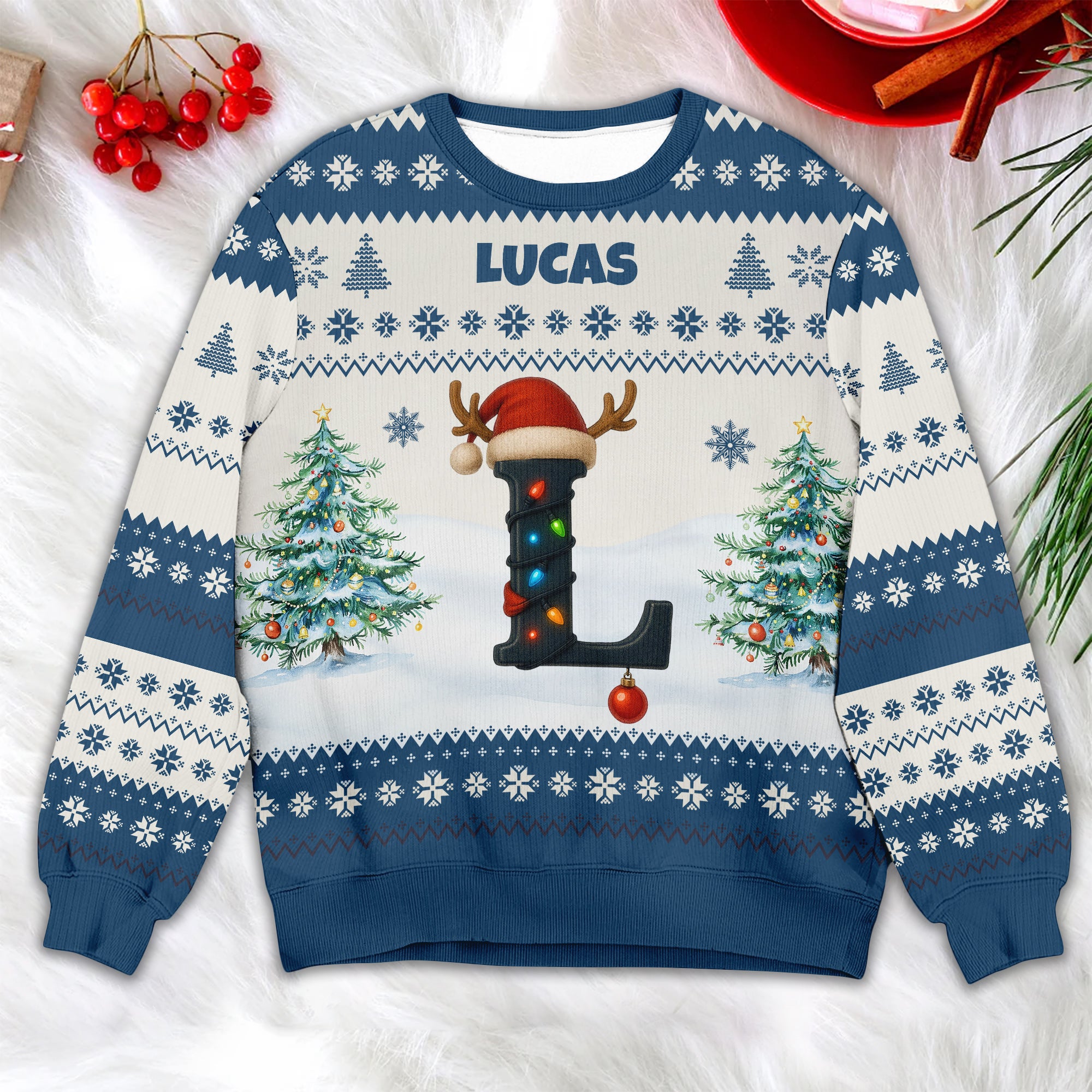 Family Matching Holiday Sweatshirt – Personalized Name & Letter Design