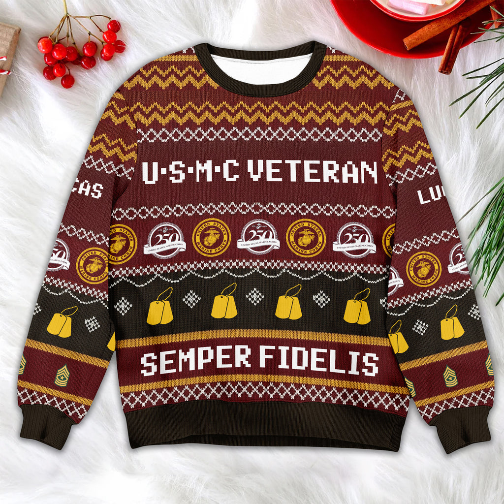 USMC Veteran Ugly Christmas Sweater – Perfect for Marines