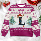 Personalized Christmas Sweatshirt with Name and Initial for Family