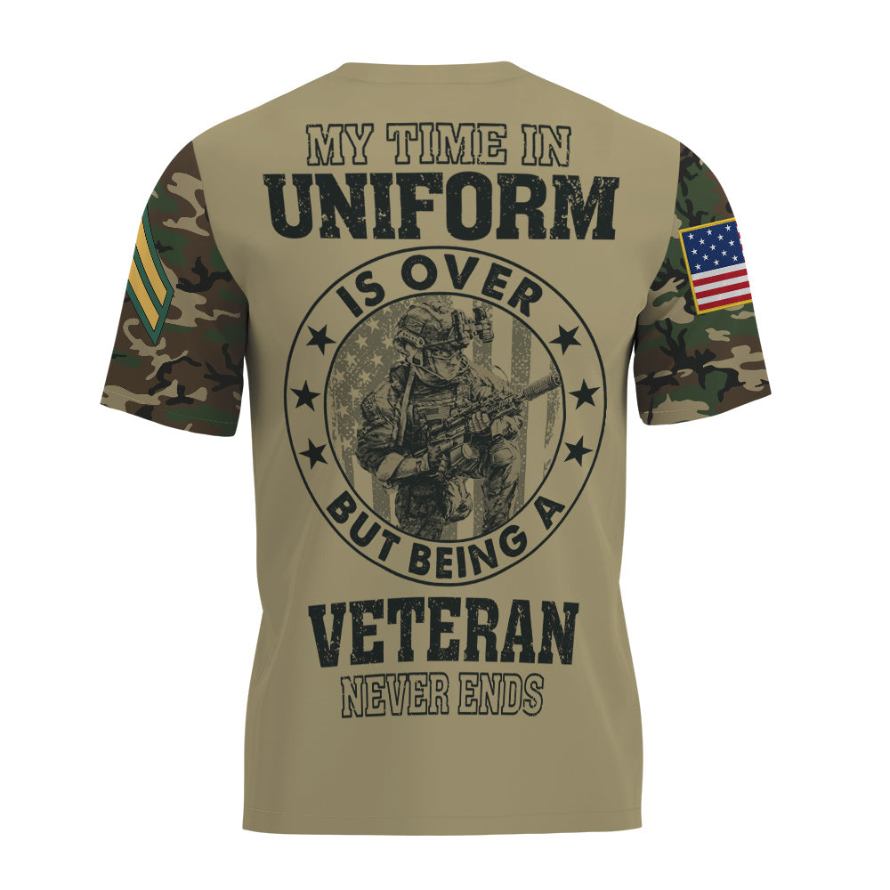 Custom U.S. Army T-Shirt with Name and Rank – Military Tactical Design, American Flag & Soldier Graphic