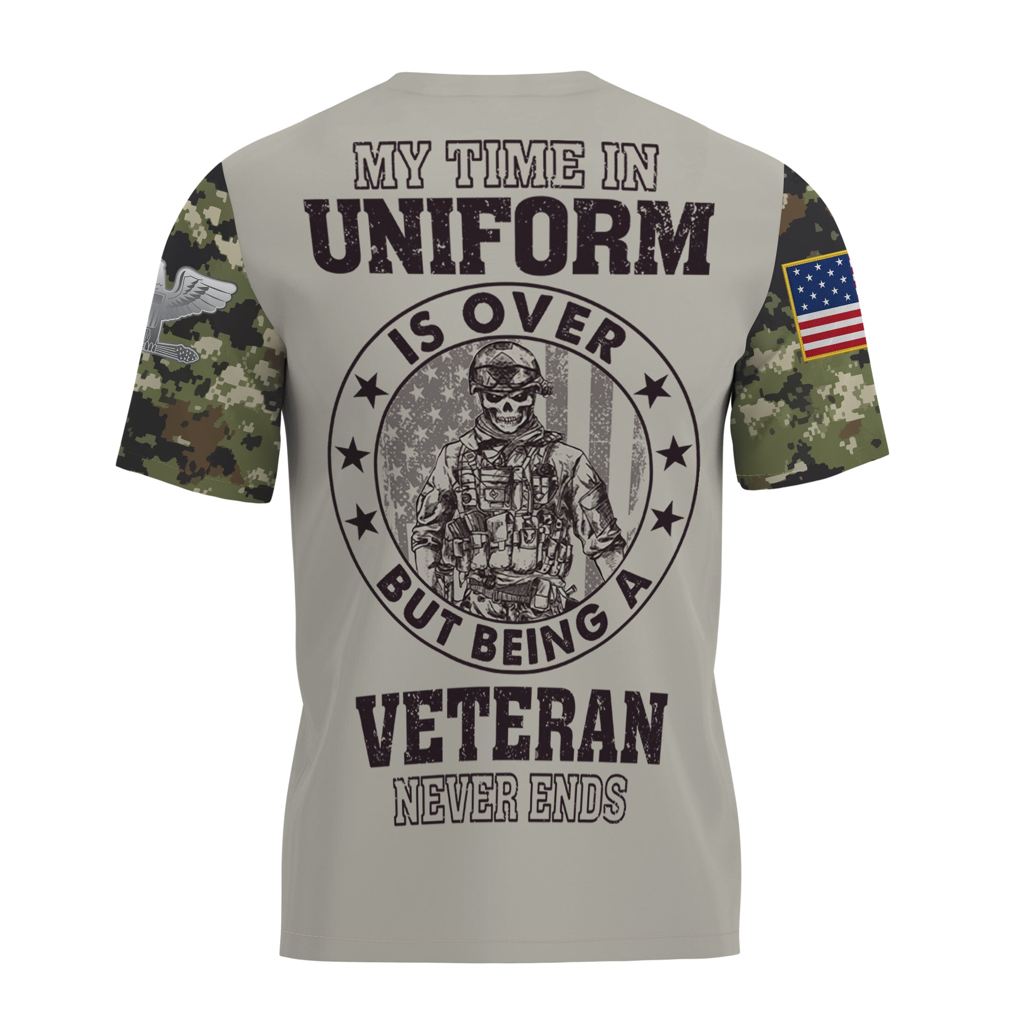 Custom U.S. Marine Veteran Shirt, Personalized Name & Rank Military Tee, American Flag Camo Soldier Shirt, Veteran Gift for Him