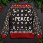 PEACE Christmas Sweater – Holiday Reindeer & Lights Design
