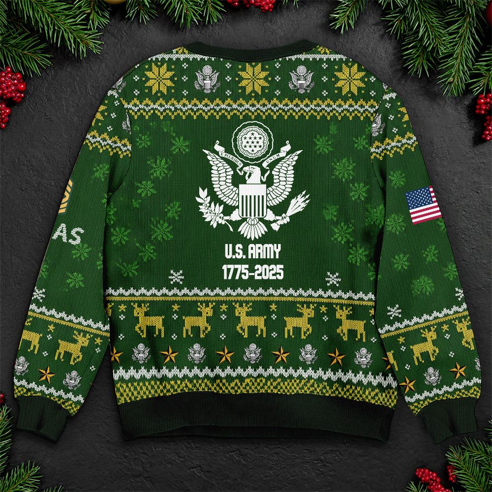 Proud U.S. Army Ugly Christmas Sweater - Military Veteran Holiday Pullover Gift