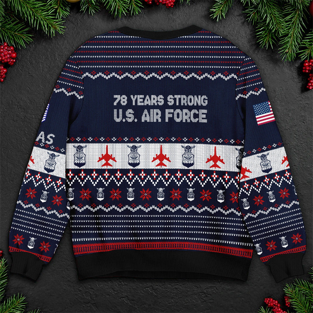 U.S. Air Force Ugly Christmas Sweater – Fly Fight Win Veteran Gift