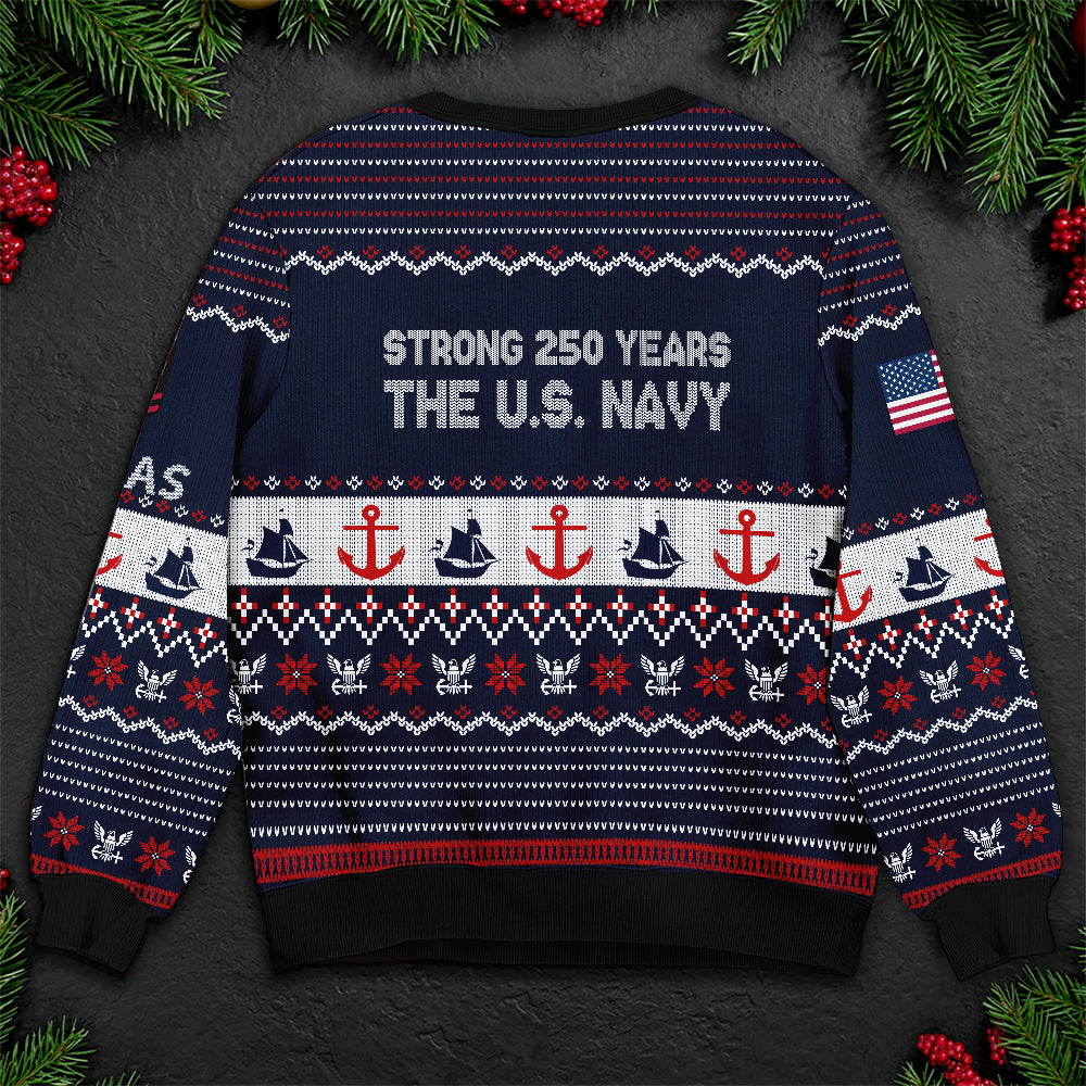 U.S. Navy Ugly Christmas Sweater – Proudly Served Military Gift