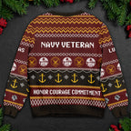 Navy Veteran Ugly Christmas Sweater – Honor Courage Commitment