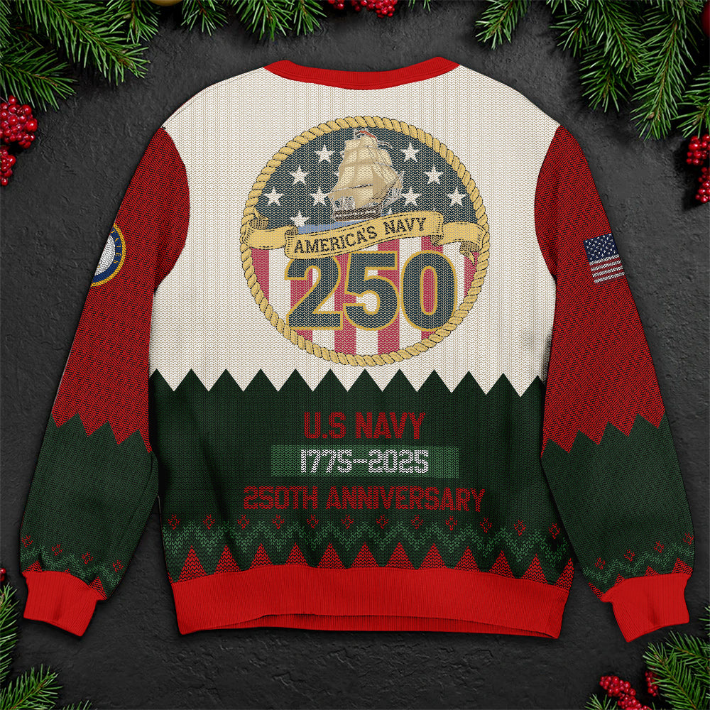 US Navy Corpsman Ugly Christmas Sweater – Personalized Military Veteran Proudly Served Gift