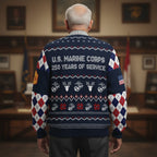 Proud Marine Family Ugly Christmas Sweater - USMC Holiday Sweater for Veterans and Supporters