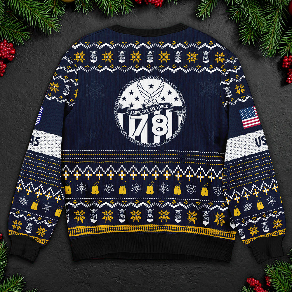 Air Force Ugly Christmas Sweater – Custom USAF Fly Fight Win Military Veteran Holiday Gift