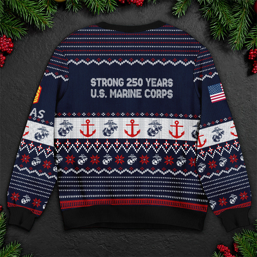 USMC 250th Anniversary Ugly Christmas Sweater – Marine Veteran Gift