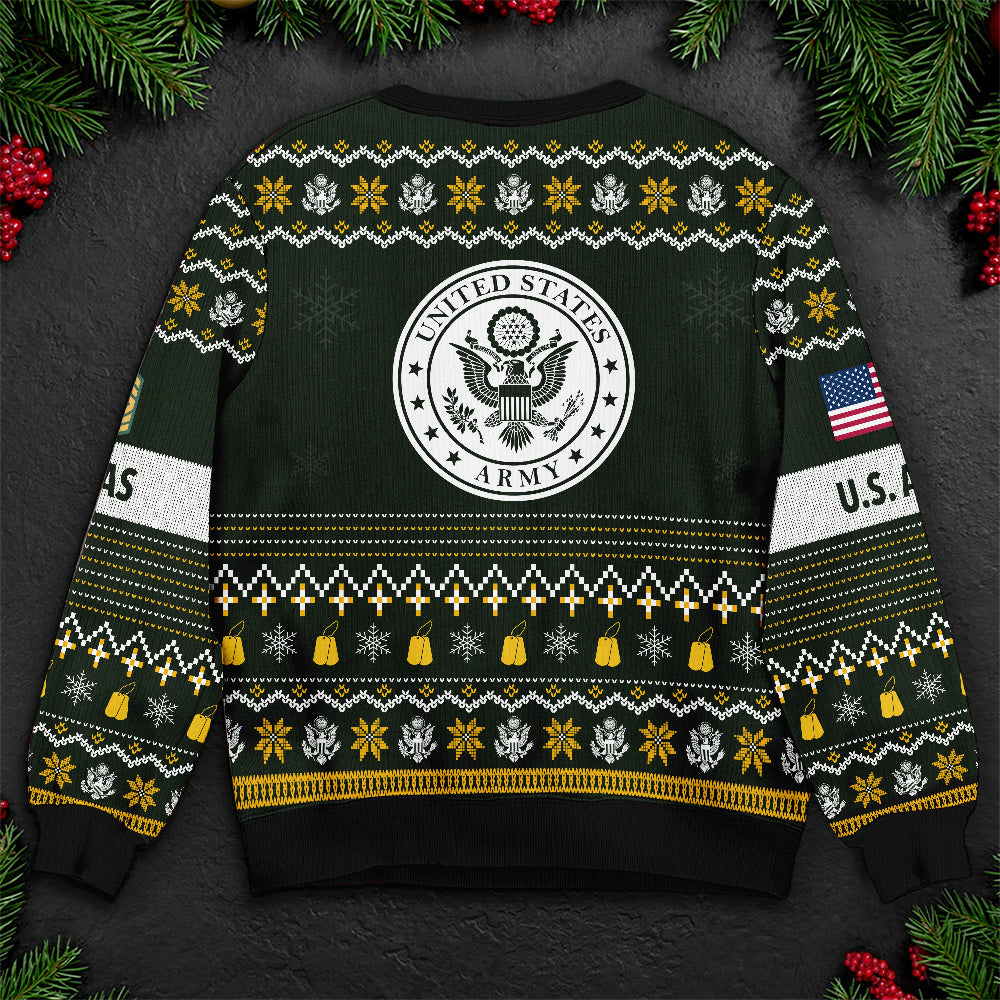 U.S. Army Star Logo Ugly Christmas Sweater - Military Pride Holiday Sweatshirt