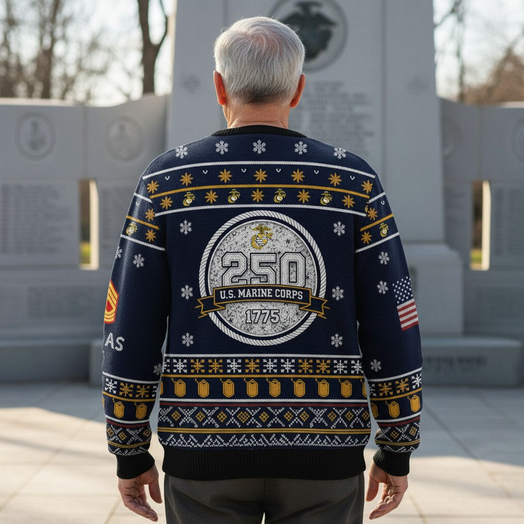 United States Marine Corps Eagle Globe Anchor Ugly Sweater - Patriotic Christmas Gift for Marines