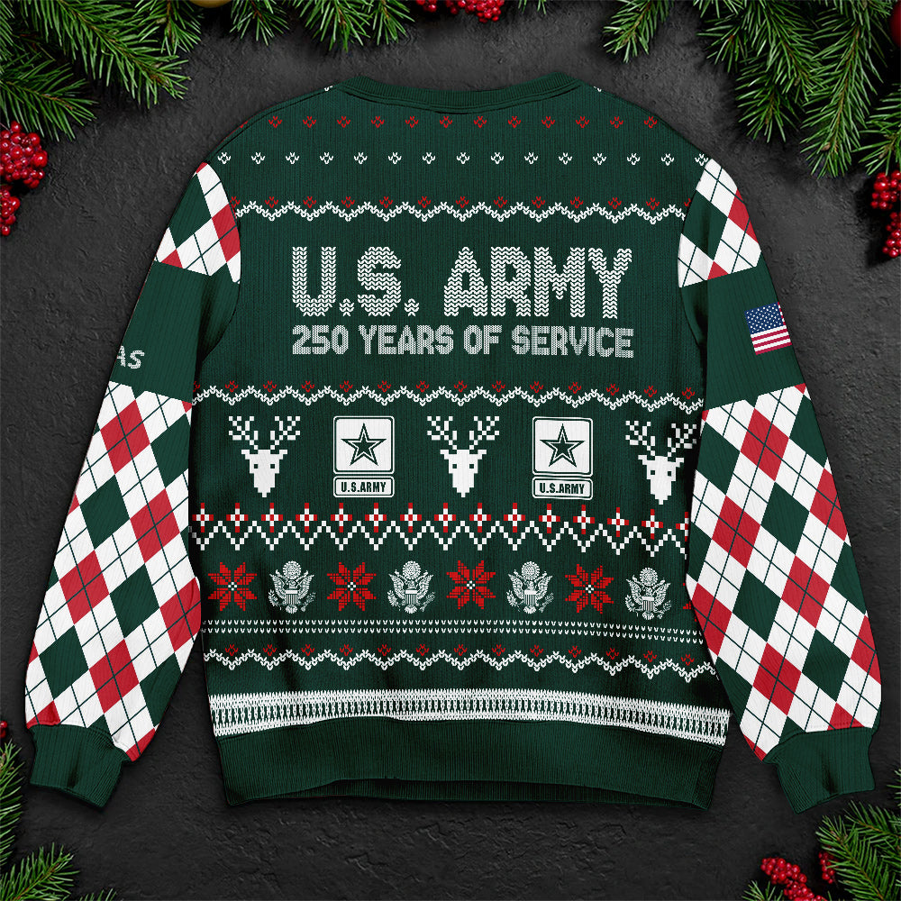 Patriotic U.S. Army Christmas Ugly Sweater - Veteran Appreciation Holiday Outfit