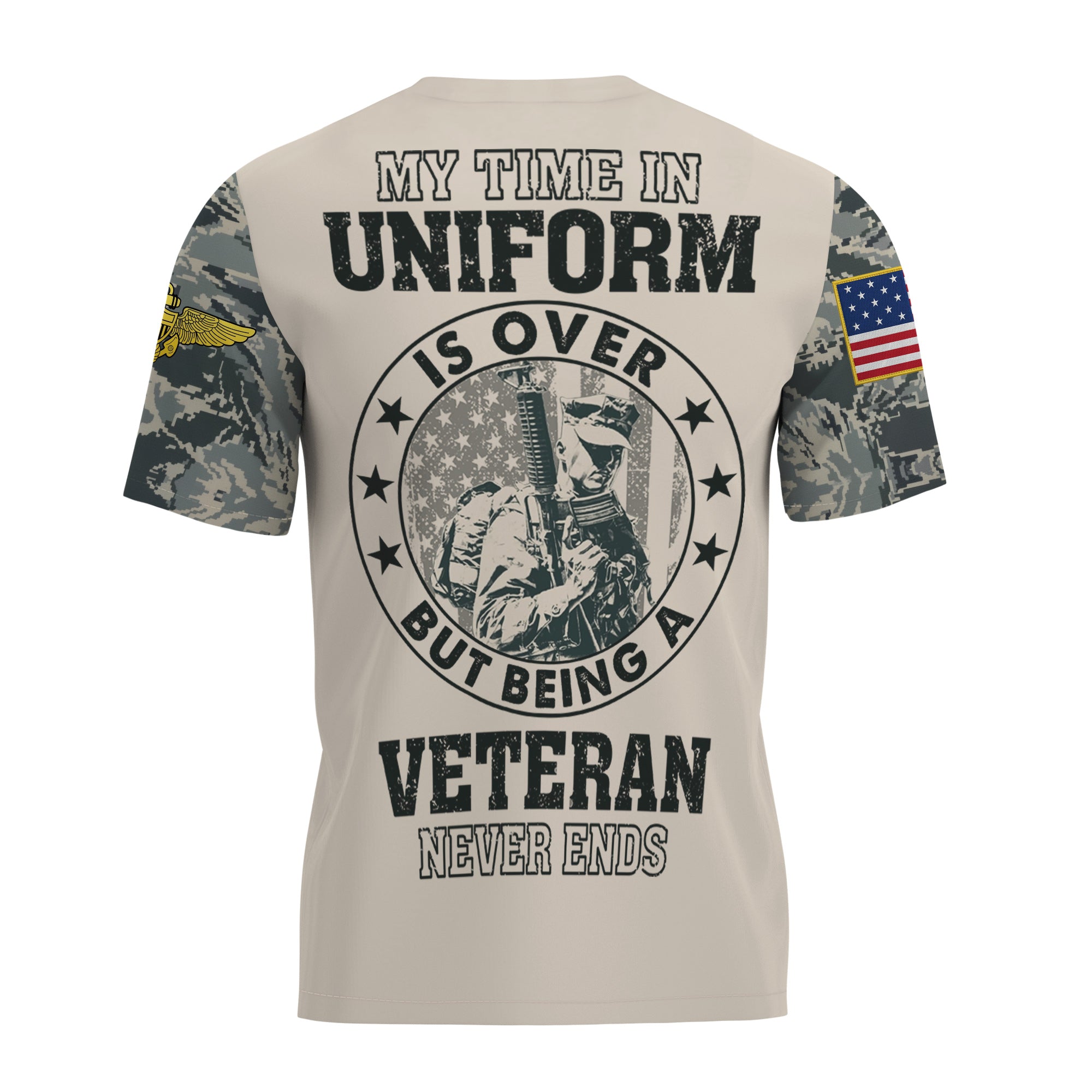 Custom U.S. Navy Veteran Shirt, Personalized Name & Rank Military Tee, American Flag Camo Soldier Shirt, Veteran Gift for Him