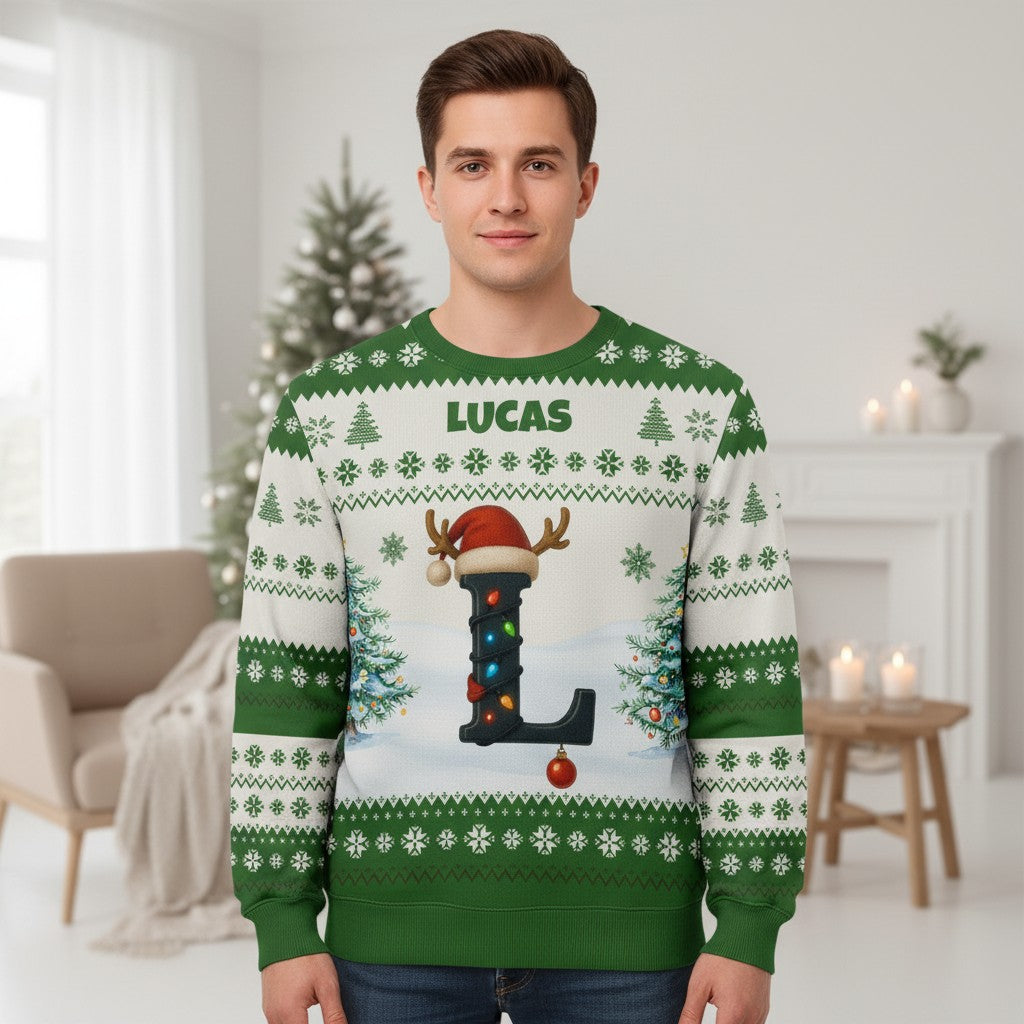 Custom Name Christmas Sweater – Matching Holiday Outfit for Kids & Adults