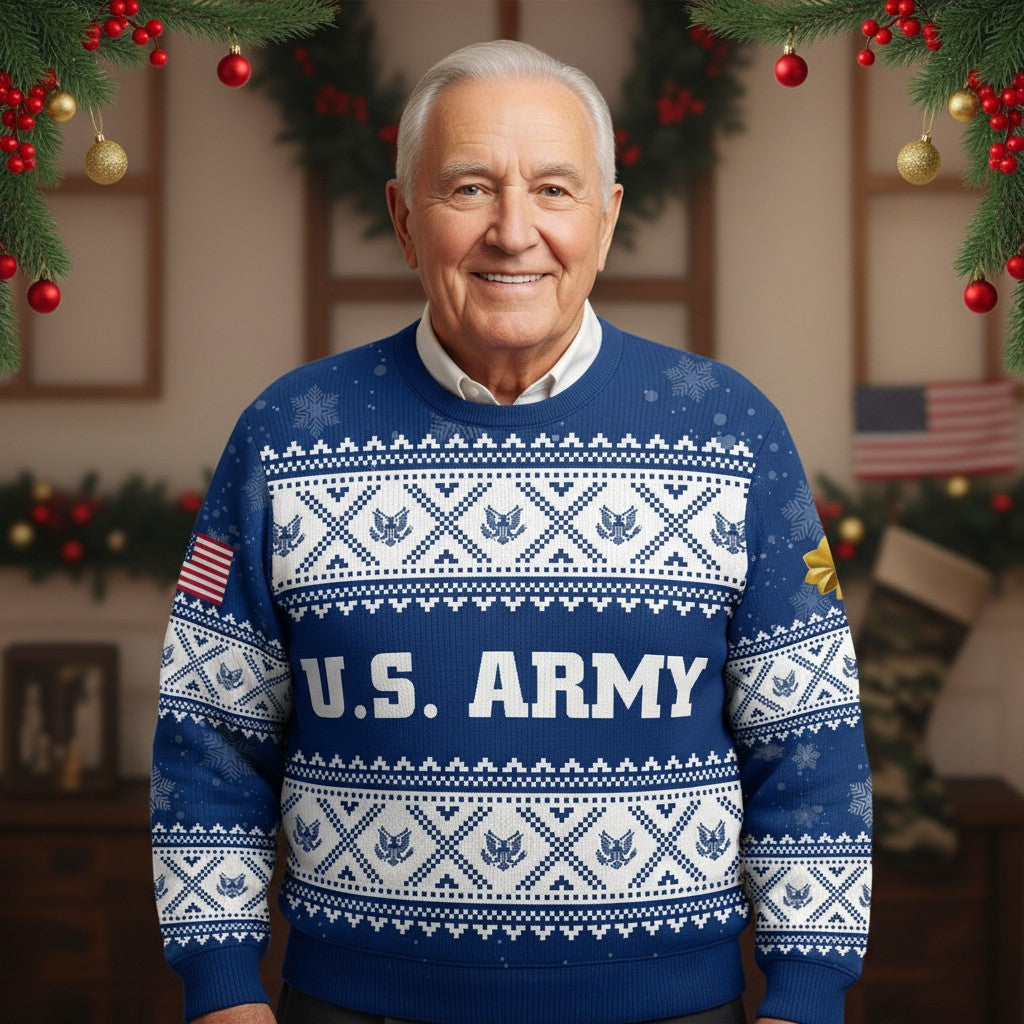 U.S. Army Ugly Christmas Sweater – Proud Veteran Holiday Gift