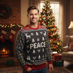 PEACE Christmas Sweater – Holiday Reindeer & Lights Design