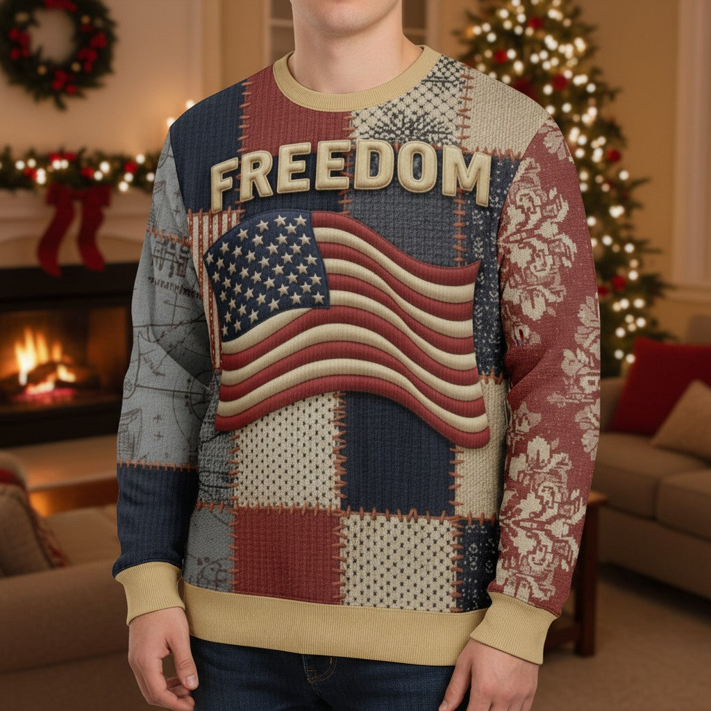 Freedom USA Flag Ugly Sweater - Christmas Gifts For Patriots