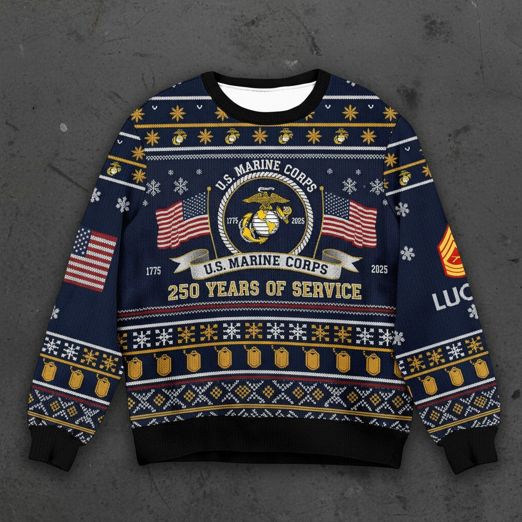 United States Marine Corps Eagle Globe Anchor Ugly Sweater - Patriotic Christmas Gift for Marines