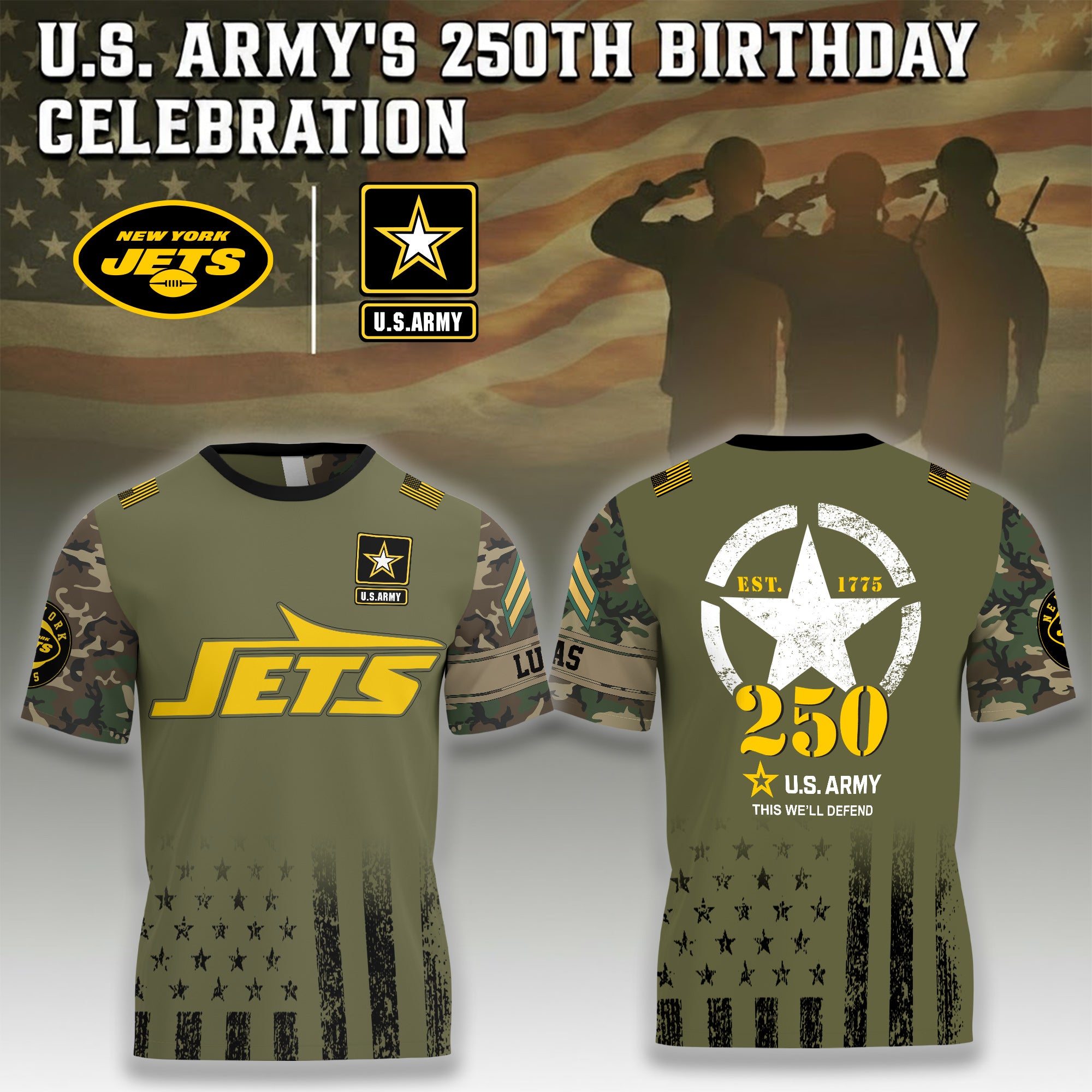 U.S. Army’s 250th Birthday Celebration Jets Shirt - Military Appreciation T-Shirt