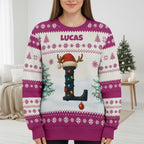 Personalized Christmas Sweatshirt with Name and Initial for Family