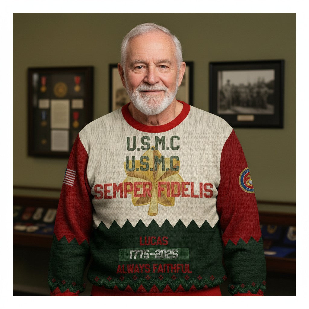 Marine Corps Veteran Christmas Sweater – Semper Fidelis Style