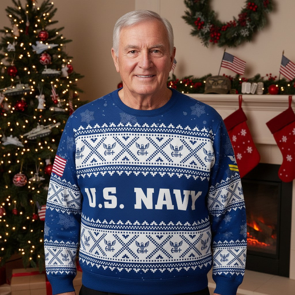 Custom Navy Corpsman Christmas Sweater – Veteran Holiday Apparel