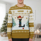 Personalized Christmas Sweatshirt with Name and Initial for Family