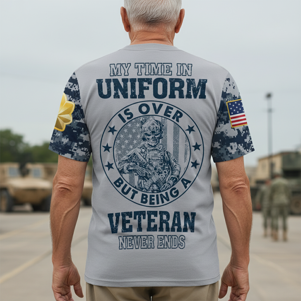 Custom U.S. Air Force Veteran Shirt, Personalized Name & Rank Military Tee, American Flag Camo Soldier Shirt, Veteran Gift for Him