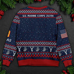 US Marine Corps 250th Anniversary Ugly Christmas Sweater - Patriotic Veteran Holiday Gift