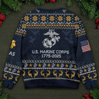 US Marine Corps Christmas Ugly Sweater - Proud Marine Veteran Holiday Pullover Gift