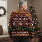 Navy Veteran Ugly Christmas Sweater – Honor Courage Commitment