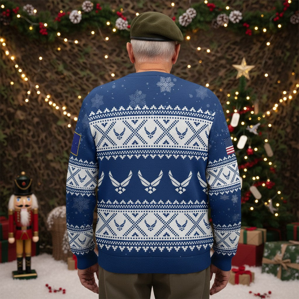 Custom USAF Christmas Sweater – Military Veteran Holiday Sweater