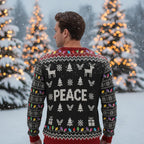 PEACE Christmas Sweater – Holiday Reindeer & Lights Design