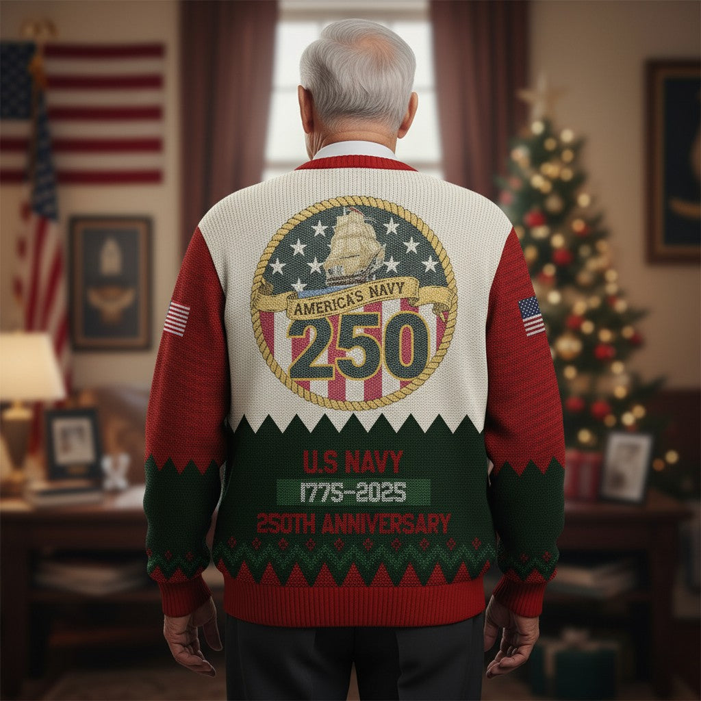 US Navy Corpsman Ugly Christmas Sweater – Personalized Military Veteran Proudly Served Gift