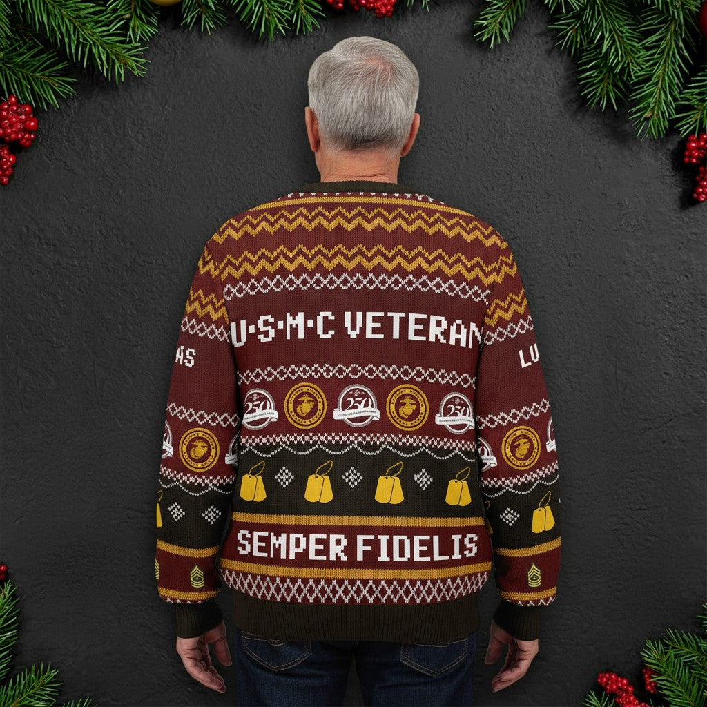 USMC Veteran Ugly Christmas Sweater – Perfect for Marines