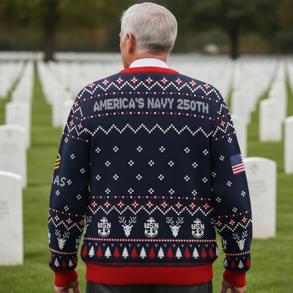 Personalized Navy Christmas Sweater – US Navy Corpsman Proudly Served Ugly Sweater Gift