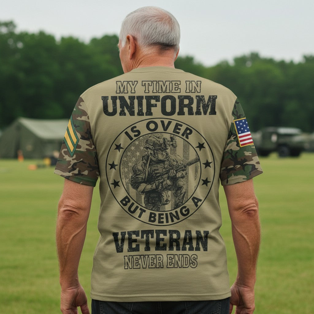 Custom U.S. Army T-Shirt with Name and Rank – Military Tactical Design, American Flag & Soldier Graphic