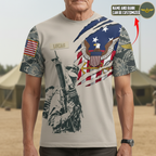 Custom U.S. Navy Veteran Shirt, Personalized Name & Rank Military Tee, American Flag Camo Soldier Shirt, Veteran Gift for Him